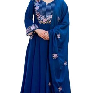 KLOSIA Women's Embroidered A-Line Kurta Set with Dupatta | Floral Embroidery Ethnic Suit Set | Kurta Pant Set for Women | Festive, Wedding